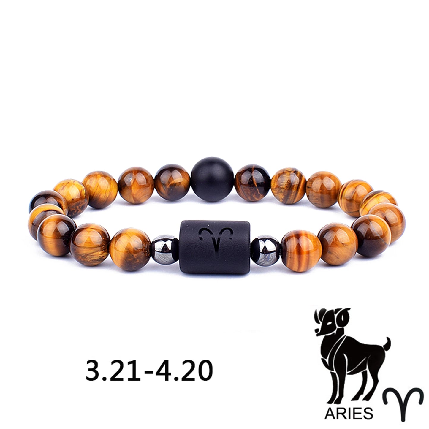 12 Zodiac Signs Constellation Charm Bracelet Men Women Fashion Tiger Eye Stone Beaded Bracelets Virgo Leo Libra Couple Jewelry