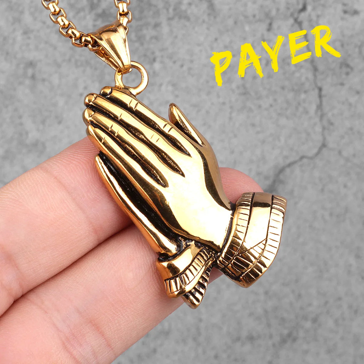 Paryer Hands Stainless Steel Men Necklaces Pendant Chain Cross Amulet Vintage New In For Women Fashion Jewelry Gifts Wholesale