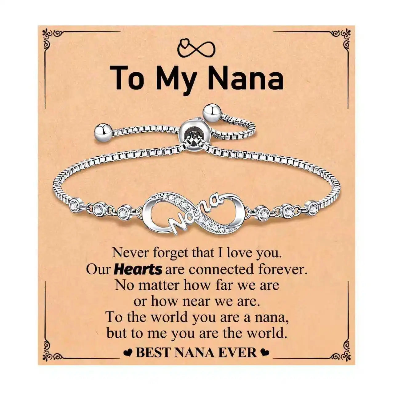 Love-filled diamond beaded bracelet, birthday jewelry gifts for wife, daughter, mother, grandmother, sister, mom, with cards