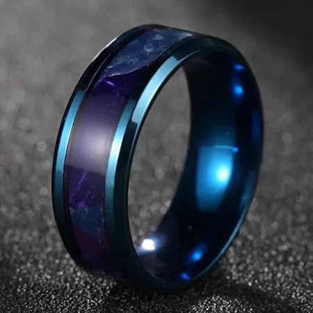 Fashion New 8mm Simple Men Ring Smooth Stainless Steel Blue Charms Rings Women's Couple Jewelry Gift Dropshipping