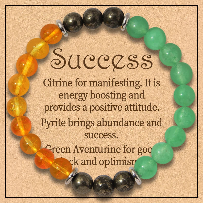 8 Styles 2PCS 8mm Healing Crystal Bracelet for Women Protection Good Luck Friendship Anxiety Stone Healing Bracelet with Card