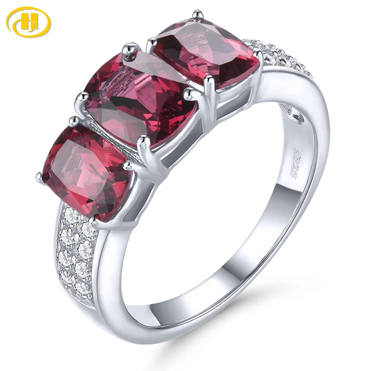 Natural Genuine Rhodolite Garnet Solid Silver Rings 4.2 Carats Women Romantic Gemstone Fine Jewelry Elegant Classic Style