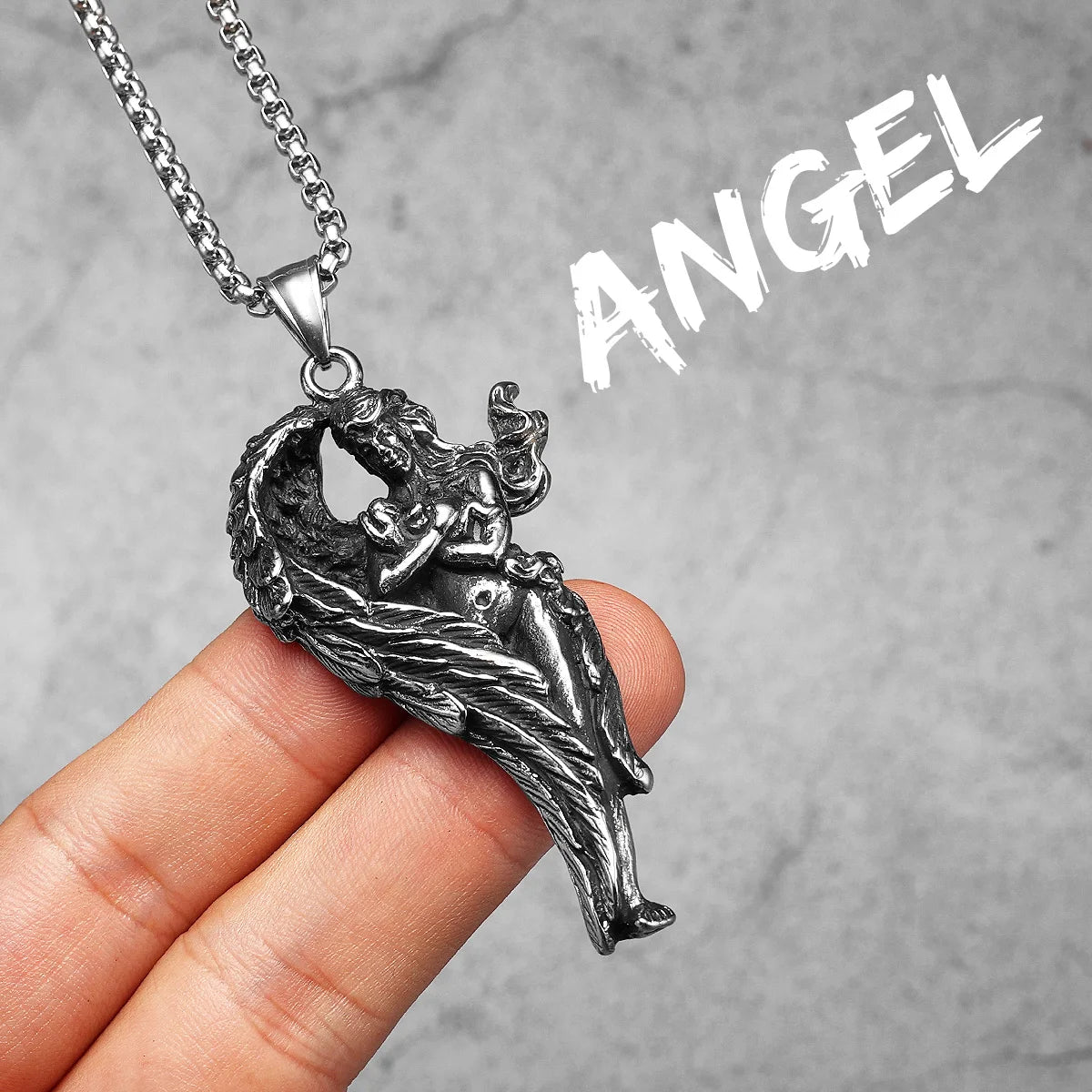 Angel Waing Amulet Stainless Steel Men Necklaces Pendant Chain Punk New In For Couple Women Fashion Jewelry Gifts Wholesale