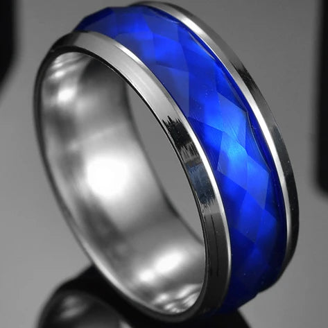 Fashion New 8mm Simple Men Ring Smooth Stainless Steel Blue Charms Rings Women's Couple Jewelry Gift Dropshipping