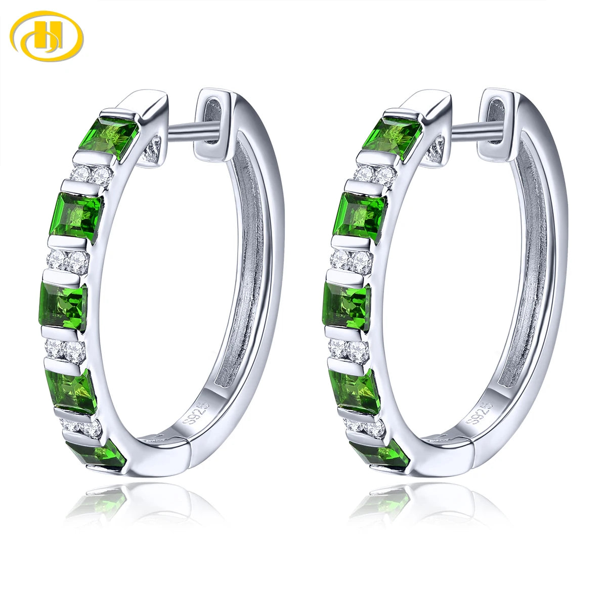 Natural Chrome Diopside Solid Sterling Silver Clip Earring 1.5 Carats Classic Romantic Women Style Fine Jewelrys Anniversary Default Title