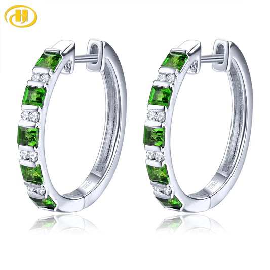 Natural Chrome Diopside Solid Sterling Silver Clip Earring 1.5 Carats Classic Romantic Women Style Fine Jewelrys Anniversary Default Title