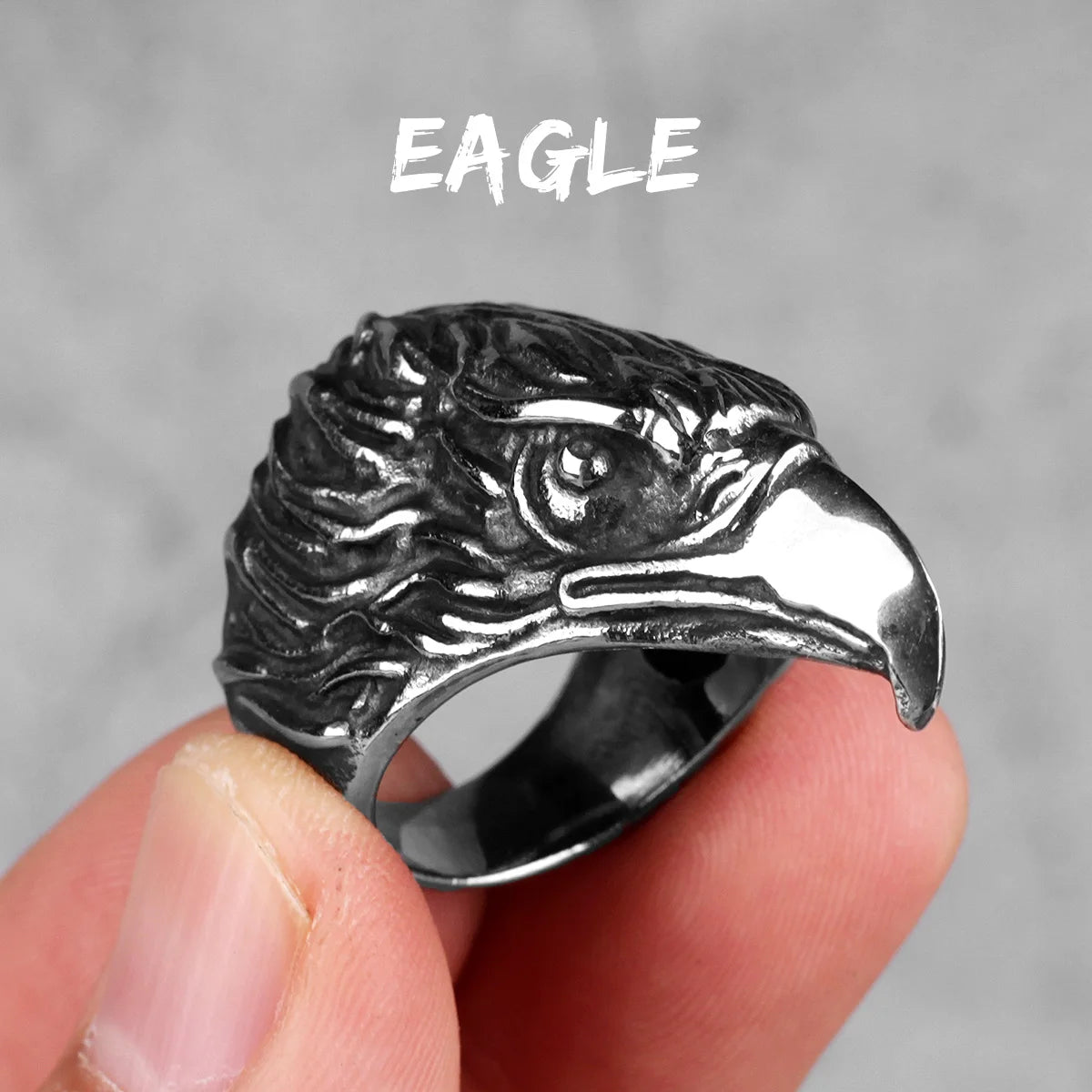 Stainless Steel Animal Men Rings Eagle Dog Dragon Bird Snake Punk Hip Hop Trendy For Male Boy Jewelry Creativity Gift Wholesale