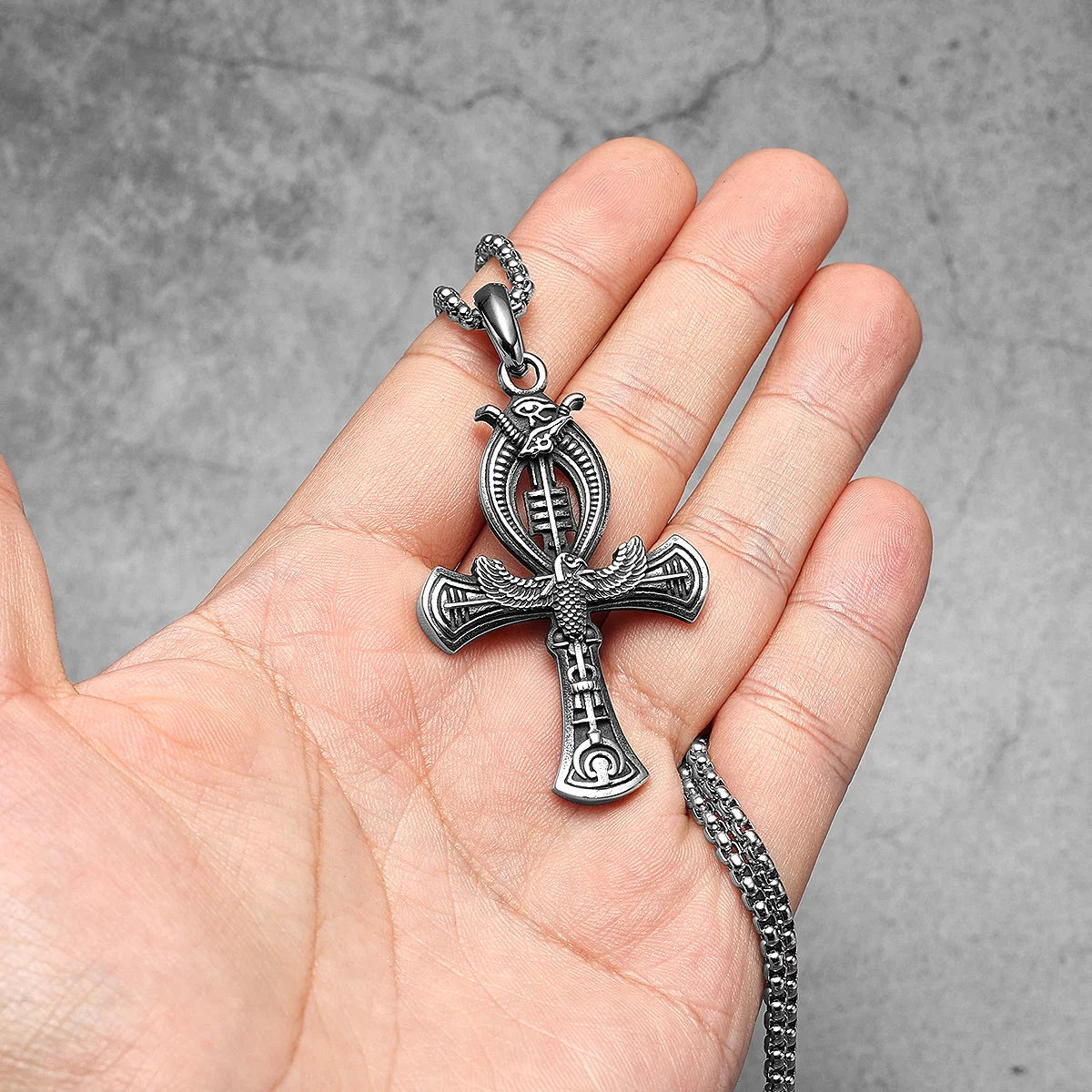 Crux Ansata Egyptian Cross Stainless Steel Men Necklaces Pendant Chain Punk For Women Fashion Jewelry Gift Wholesale Dropshiping