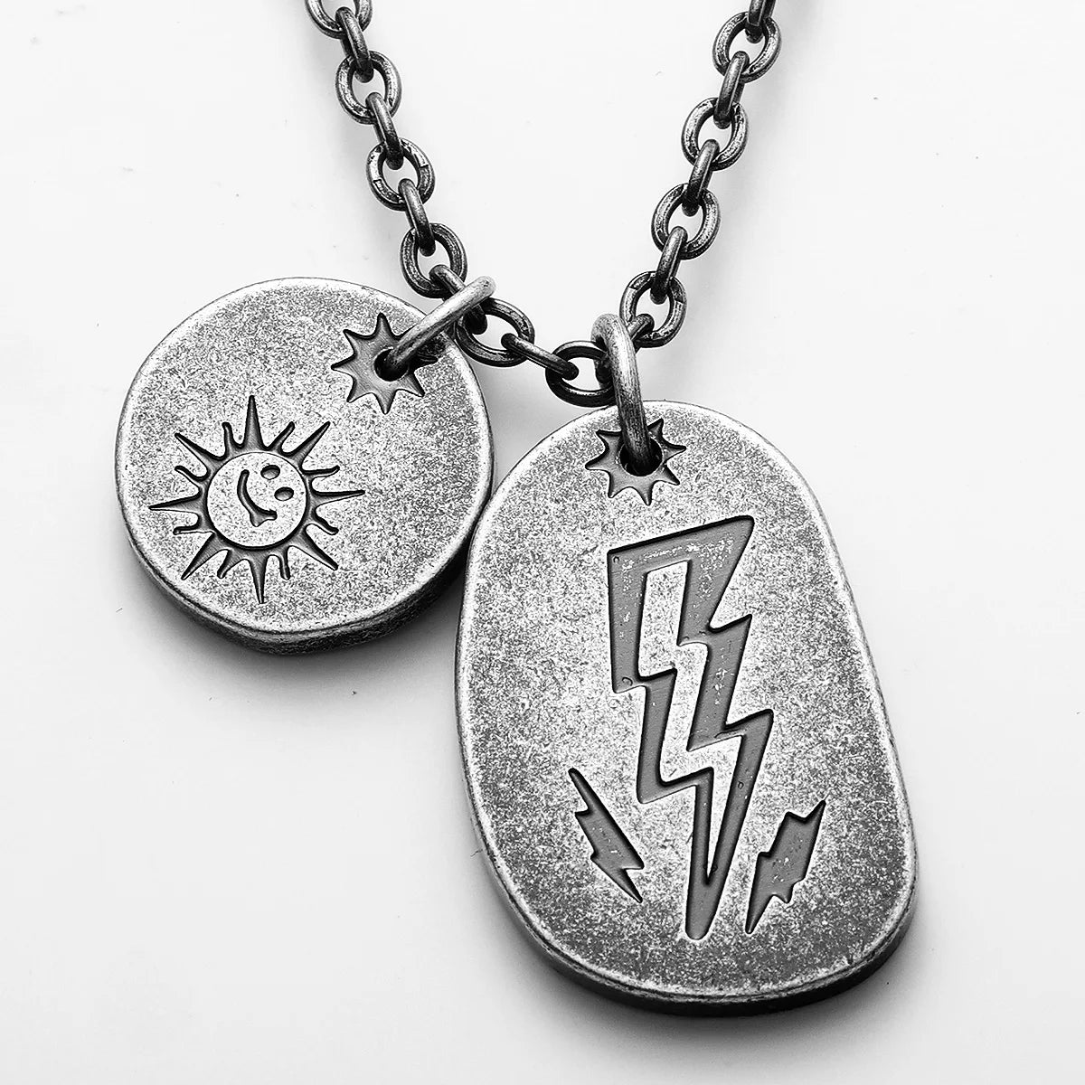 Retro Lightning Pray Tag Stainless Steel Men Necklaces Pendant Chain Punk for Women Fashion Jewelry Gifts Wholesale Dropshiping