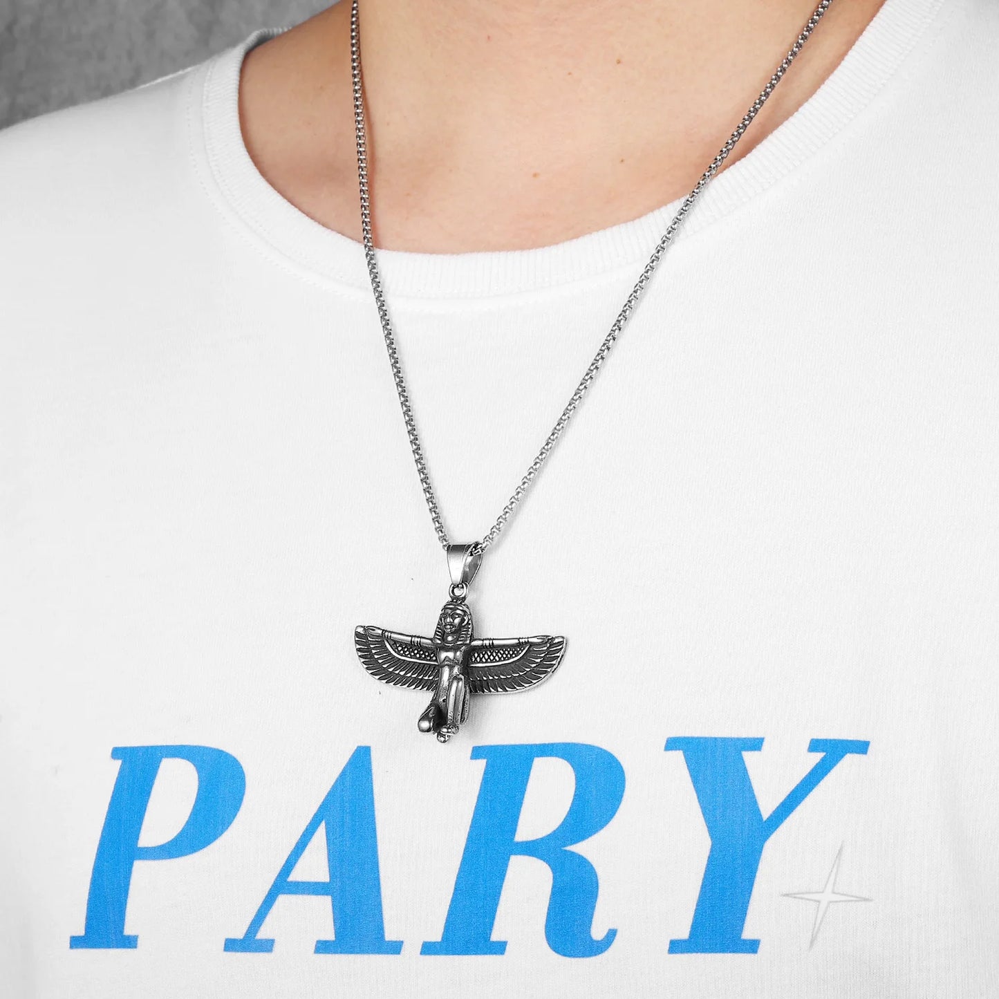 Egyptian Pharaoh Eagle Wing Stainless Steel Men Necklaces Pendant Chain Powerful Amulet Vintage For Women Jewelry Gift Wholesale