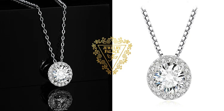 JewelryPalace Real 925 Sterling Silver 5A Cubic Zirconia Oval Round Emerald Princess Cut Pendant Necklace for Women No Chain