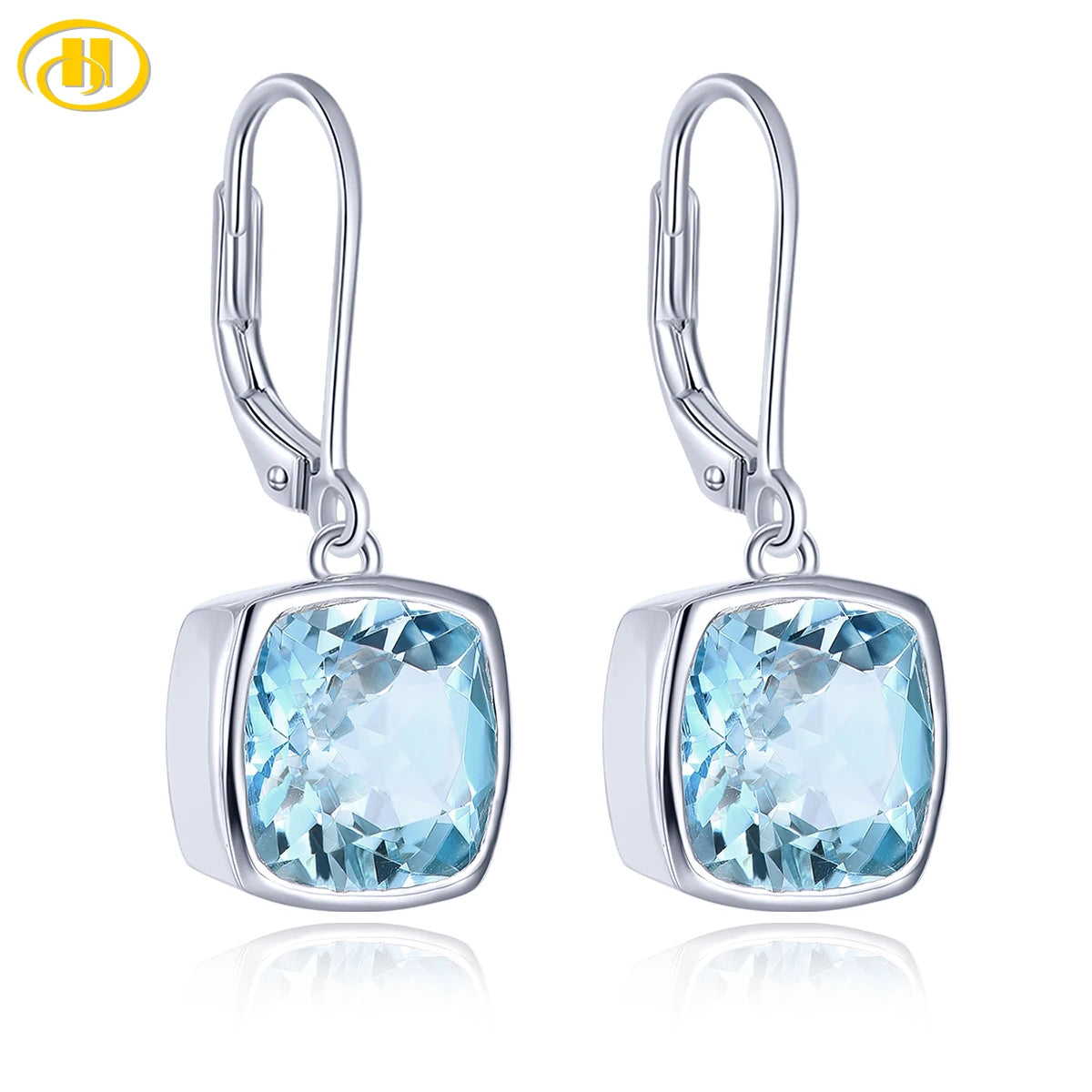 Natural Sky Blue Sterling Silver Drop Earring 5.4 Carats Genuine Topaz S925 Jewelry Simple Classic Style Party Anniversary Default Title