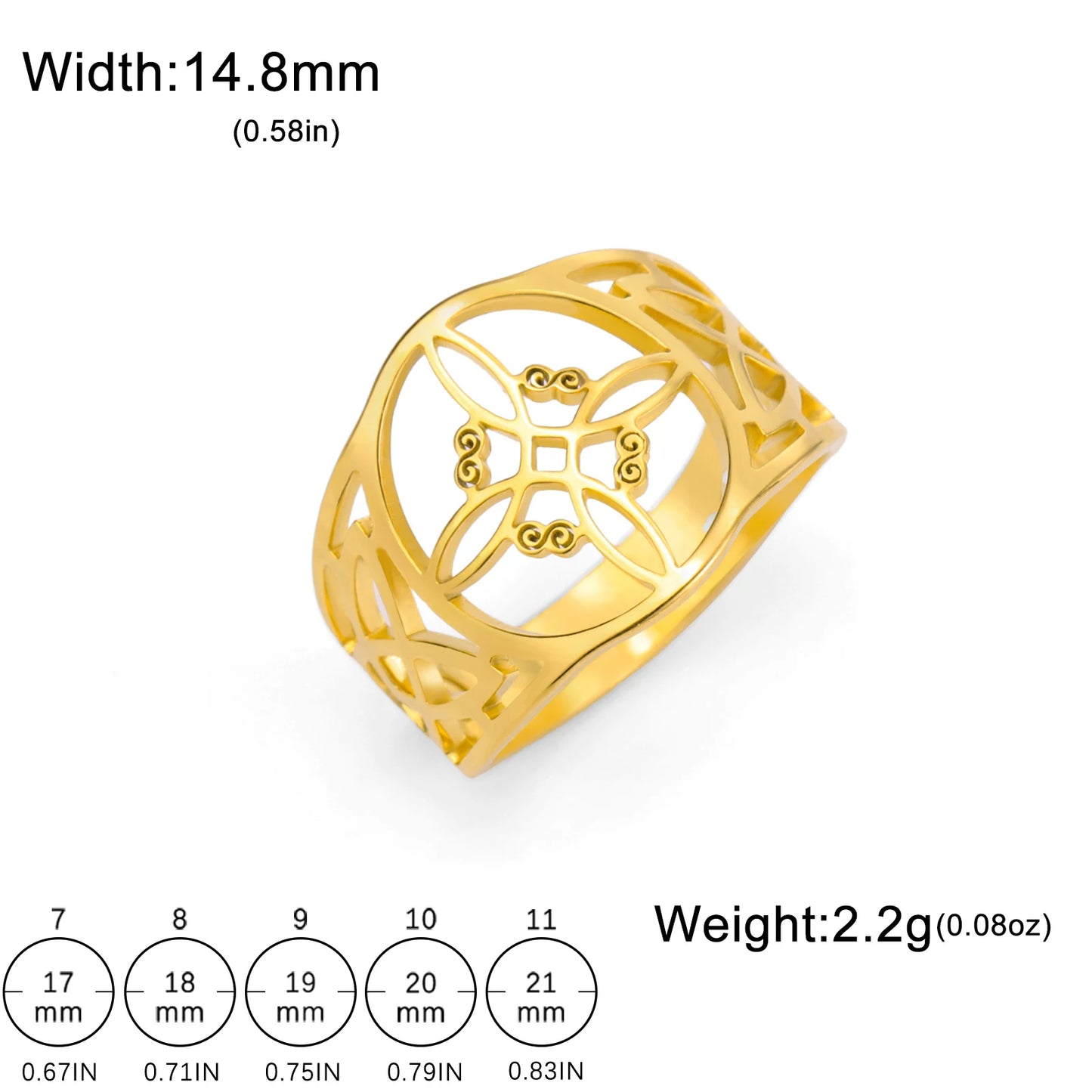 LIKGREAT Witch Knot Ring for Women Men Hollow Stainless Steel Finger Rings Celtic Vintage Amulet Protection Couple Jewelry Gifts