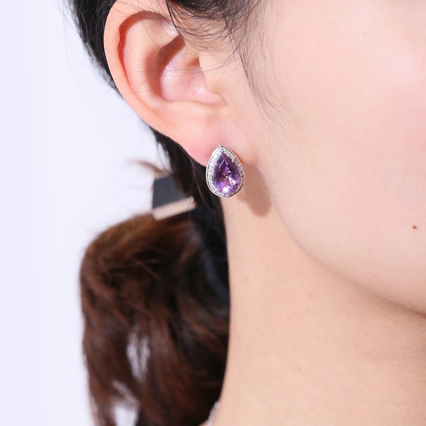 GEM'S BALLET Tiger Element Earrings Pear Shape 8x12mm Lab Blue Sapphire Stud Earrings in 925 Sterling Silver Gift For Her