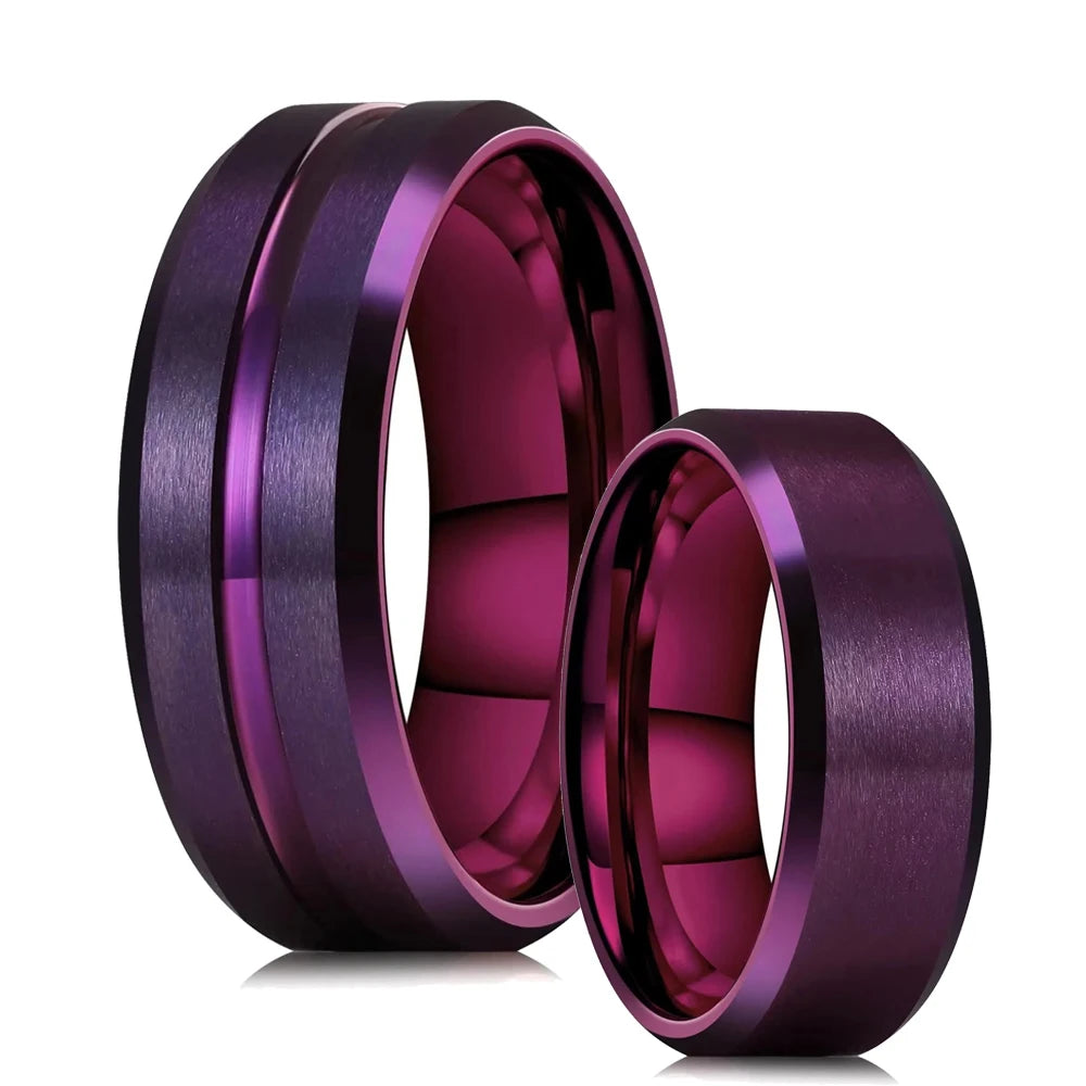 Simple 8mm Rainbow Color Stainless Steel Rings For Men Women Colorful Matte Brushed Men Rings Wedding Band Jewelry Drop Shipping