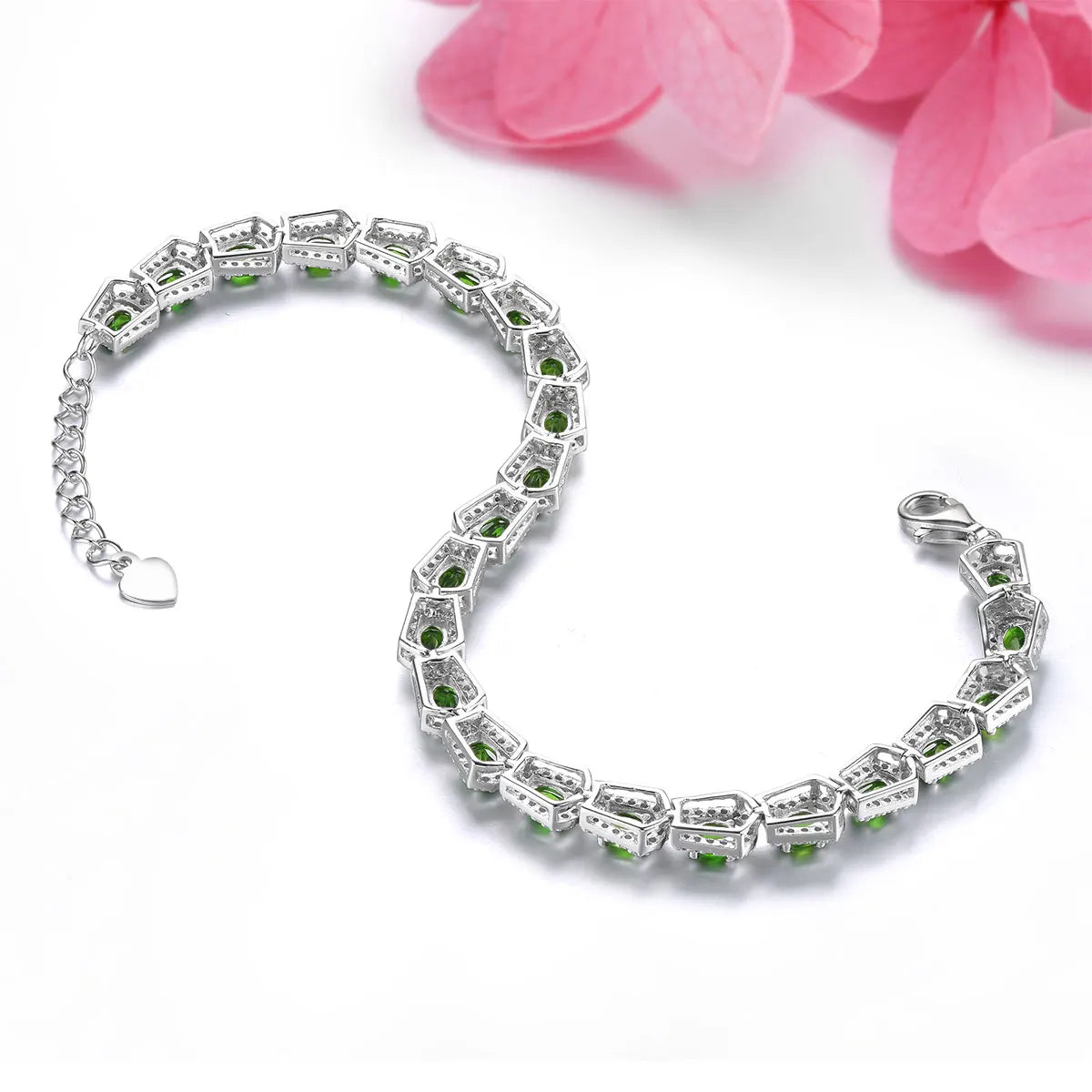 Natural Chrome Diopside Sterling Silver Bracelets 4.5 Carats Genuine Diopside Gemstone Women's Fine Jewelrys New Year Gifts