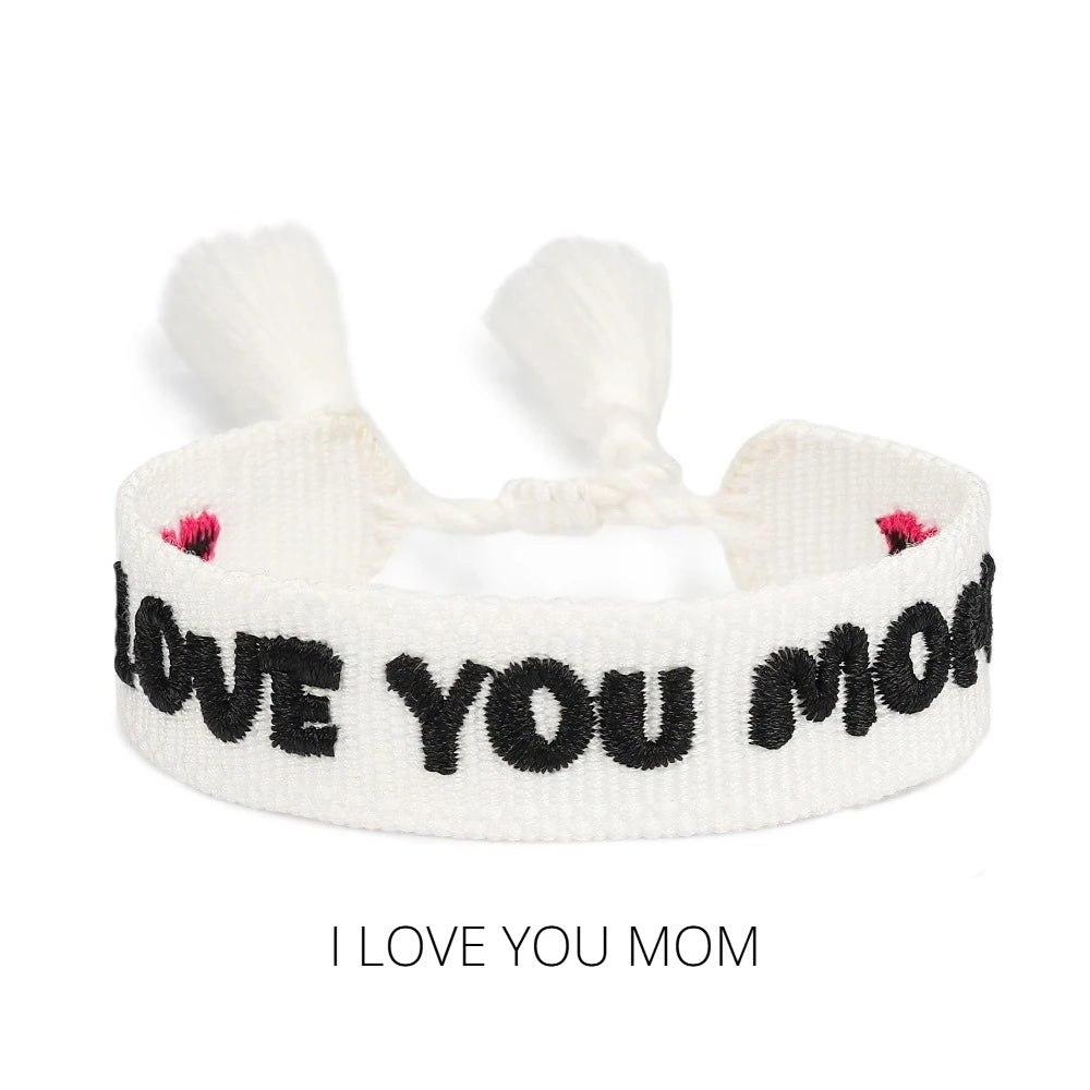 I LOVE YOU MOM, Tassel Handcrafted Beaded Bracelet, 18k Gold Heart, Perfect for Mother's Day, Birthday, or Gratitude Gifts