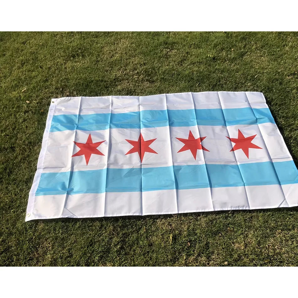 SKY FLAG Chicago Flag 90x150cm USA State Flag for Home Decoration Polyester Hanging Banner