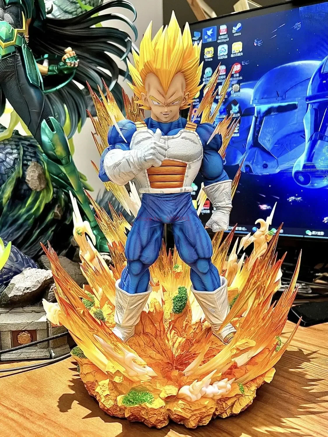 36cm Dragon Ball Gk Model Anime Figure Super Saiyan Vegeta 1:6 14.2inch Majin Vegeta Large Statue Room Decor Ornament Gift Toys