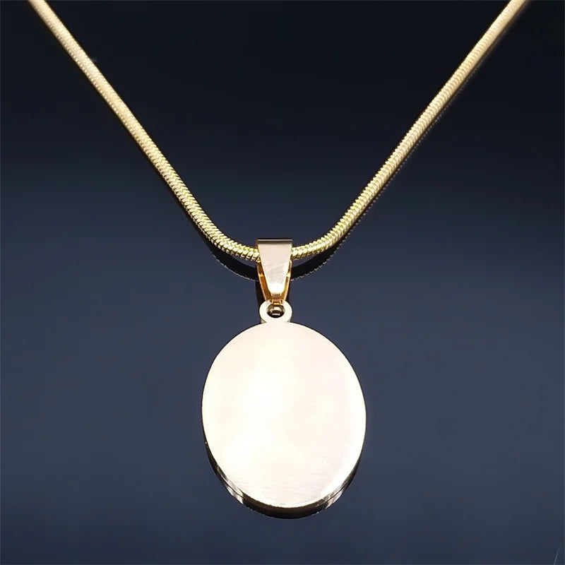 Virgin Mary Pendant Believer Necklace For Women Stainless Steel Religious Catholic Clavicle Chain Choker Necklaces Jewelry N2056