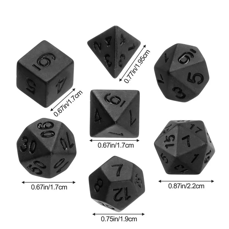 7pcs/set Black Matte Dice Set Personality Unprinted Polyhedron Cubes For DND Board Game Digital Dice