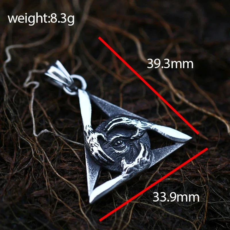 Vintage Egyptian Eye of Horus Necklaces for Men Punk Stainless Steel All Seeing Eye Pendant Triangle Evil Eye Jewelry