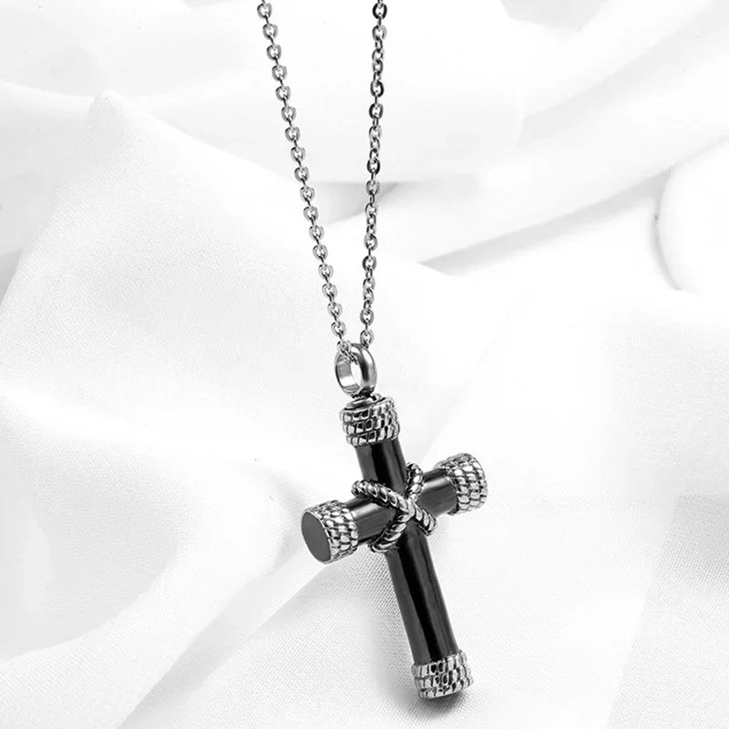 Stainless Steel Cross Letter Pendant Christian Savior Jesus Necklace Men and Women Religious Prayer Amulet Jewelry