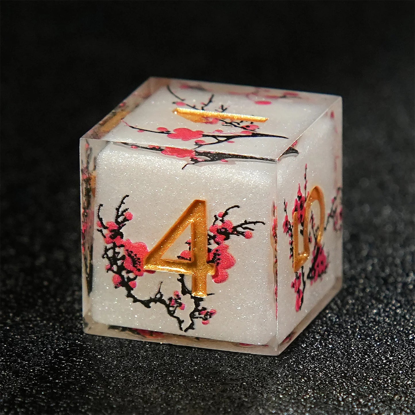 1-7pcs DND Chinese Plum Blossom Solid Resin Golden Word Dice Set Multi-sided Polyhedral Dice for D&D COC Role RPG Table Game