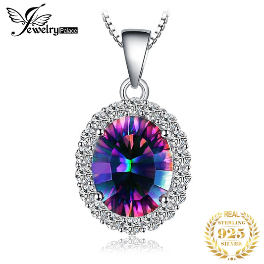 JewelryPalace 2.6ct Natural Mystic Quartz 925 Sterling Silver Pendant Necklace for Woman Trendy Party Gift No Chain New Arrival CHINA