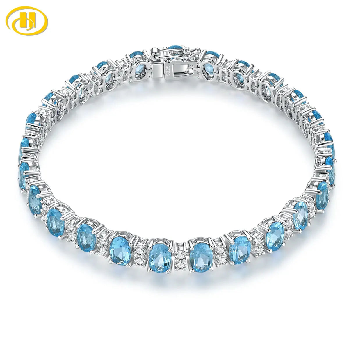 Natural Deep Blue Topaz Solid Sterling Silver Bracelets 13 Carats Genuine Gemstone Luxury Gorgerous Anniversary Gift Top Quality