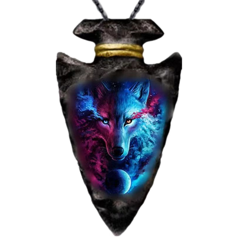 Creative Stainless Steel Triangle Pendant Punk Animal Wolf Necklace Hip Hop Necklace for Men Stainless Steel Jewelry Party Gift Default Title