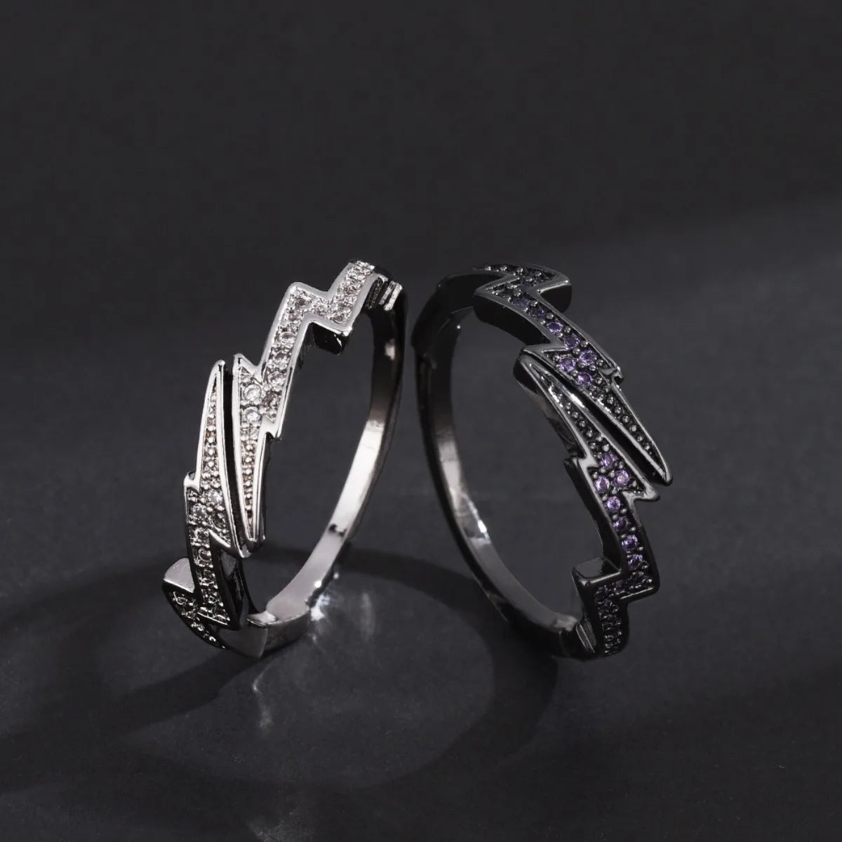Adjustable Punk Style Lightning Zircon Ring Stainless Steel Comfort Fit Jewelry for Women And Men Daily Wear Gift Idea