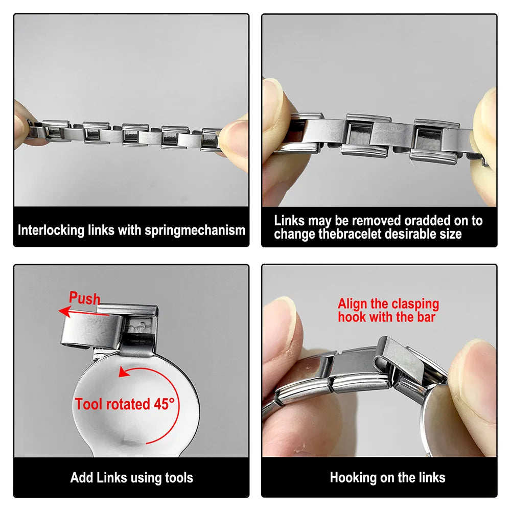 GEMOSA 9mm Width Italian Charm Bracelet Fashion Stainless Steel Bangle Elastic Link Chain High Quality Factory DIY