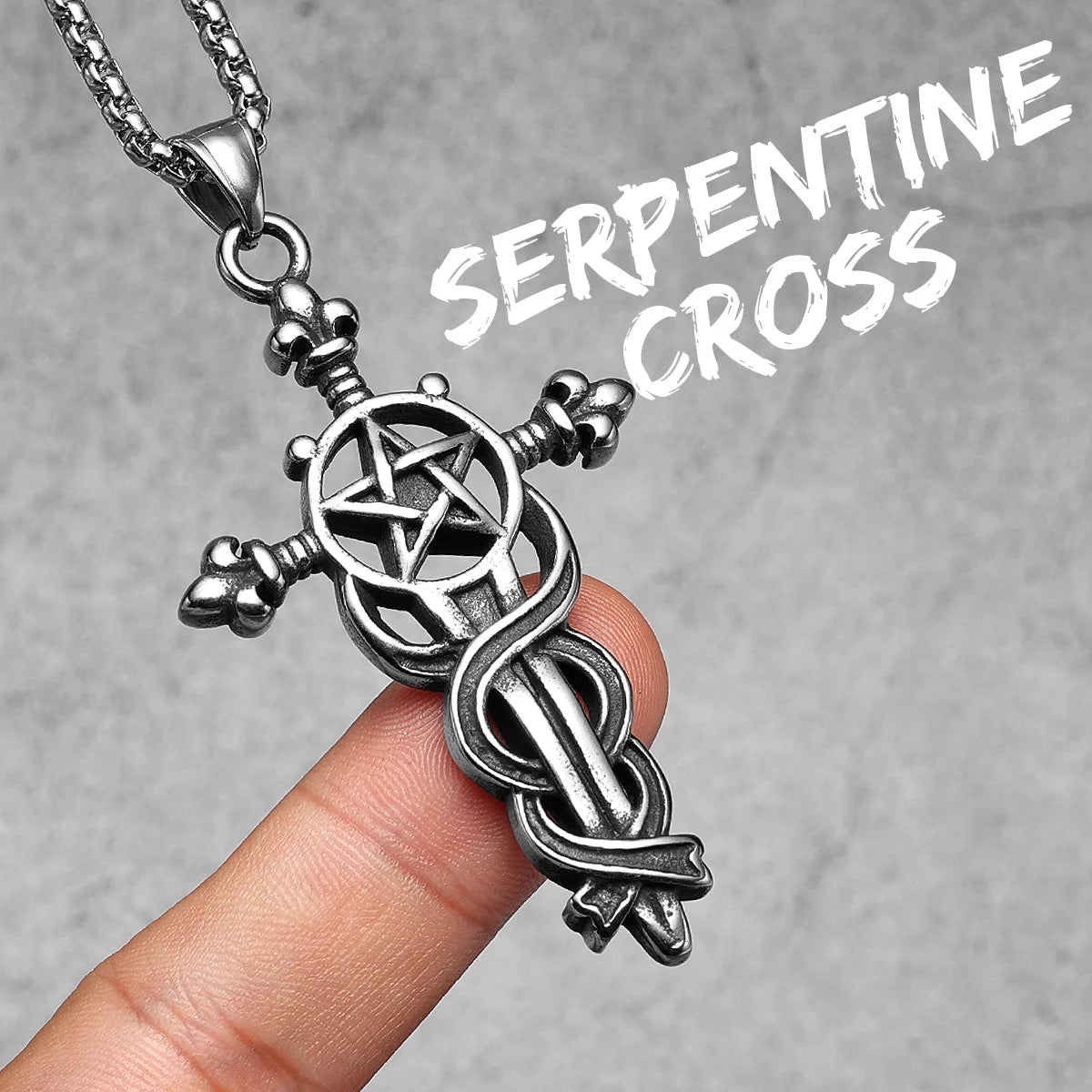 Serpentine Cross Amulets Stainless Steel Men Necklaces Pendant Chain Punk For Women Fashion Jewelry Gifts Wholesale Dropshiping