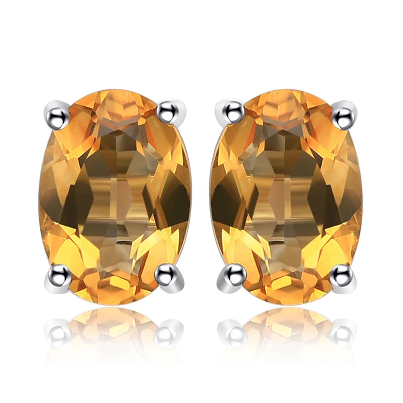 JewelryPalace Natural Garnet Amethyst Citrine Peridot Blue Topaz 925 Sterling Silver Stud Earrings for Women Gemstone Jewelry Natural Citrine China