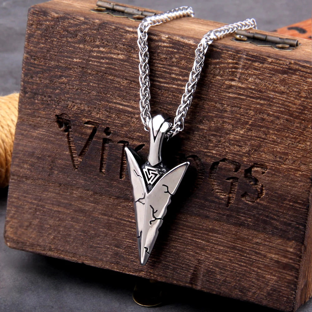 Viking Necklace for Men Studry Stainless Steel Norse Mythology Jewelry Viking Spear/Odin Amulet Pendant Necklace