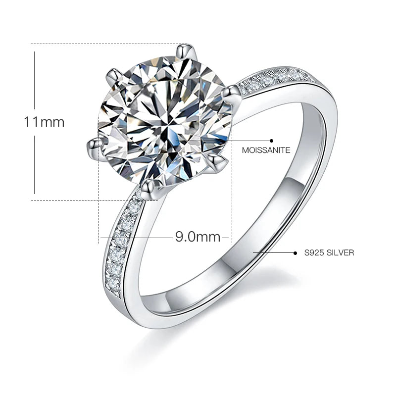 GEM'S BALLET 5.0Ct 11mm Colorless Moissanite 925 Sterling Silver Engagement Ring,Women's Moissanite Ring, Wedding Proposal Ring 925 Sterling Silver 3.0ct 9.0mm