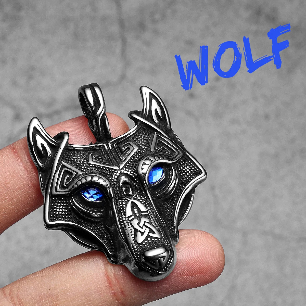 Viking Wolf Gemstone Men Necklaces With Pendant Stainless Steel Jewelry For Male Women Punk Hip Hop Accessories Gifts Wholesale