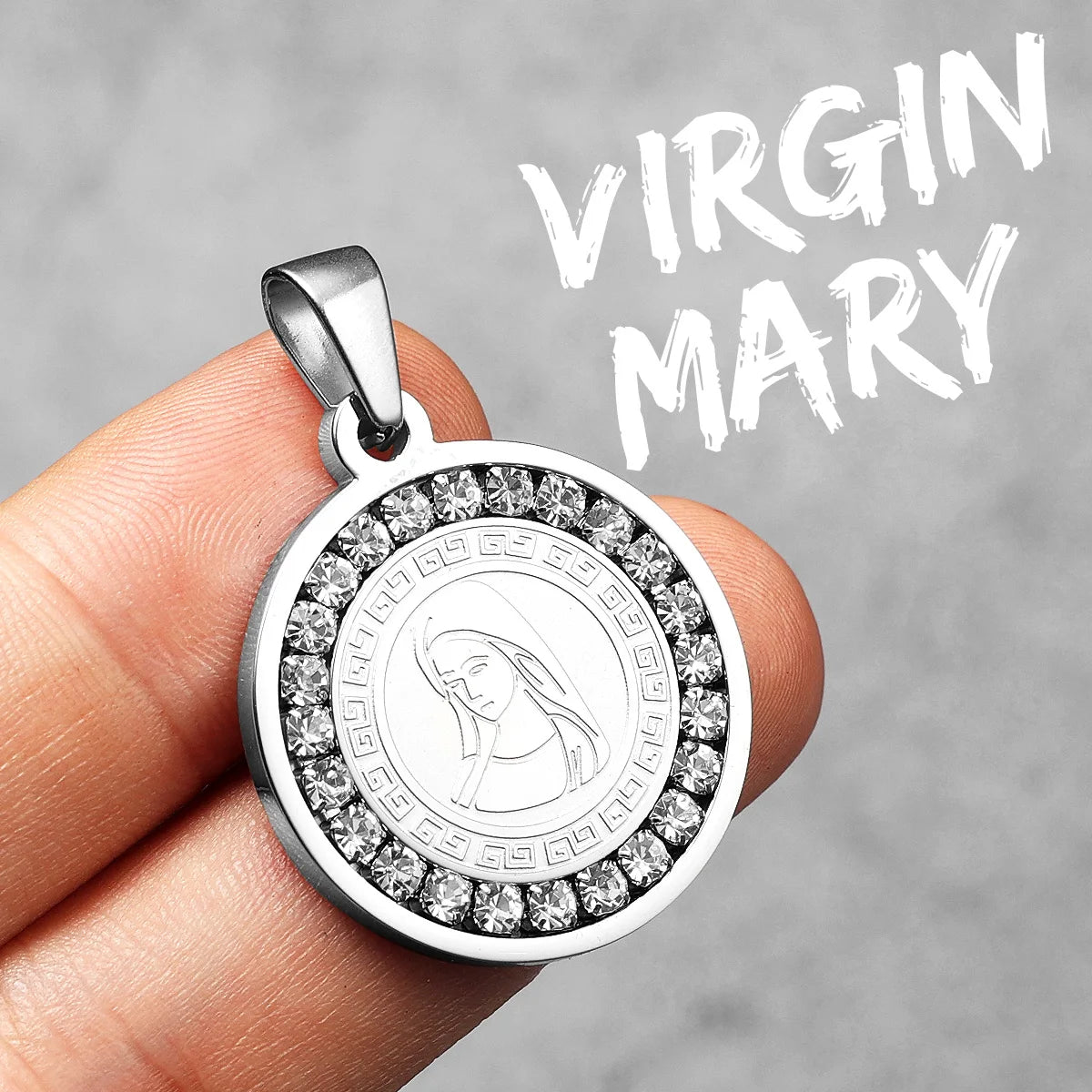 Aesthetic Virgin Mary Stainless Steel Zircon Men Necklace Pendant Chain Powerful Amulet Luxury For Women Jewelry Gifts Wholesale