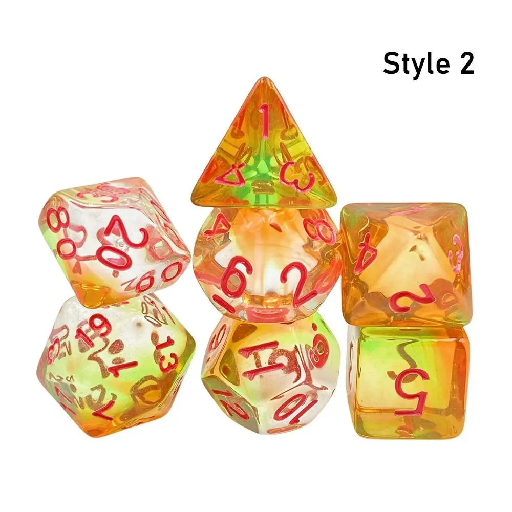 7Pc Colorful Digital Dice Resin Table Entertainment Tarot Game Party Toys Polyhedral for DND Dice Tabletop Role-Playing Supplies