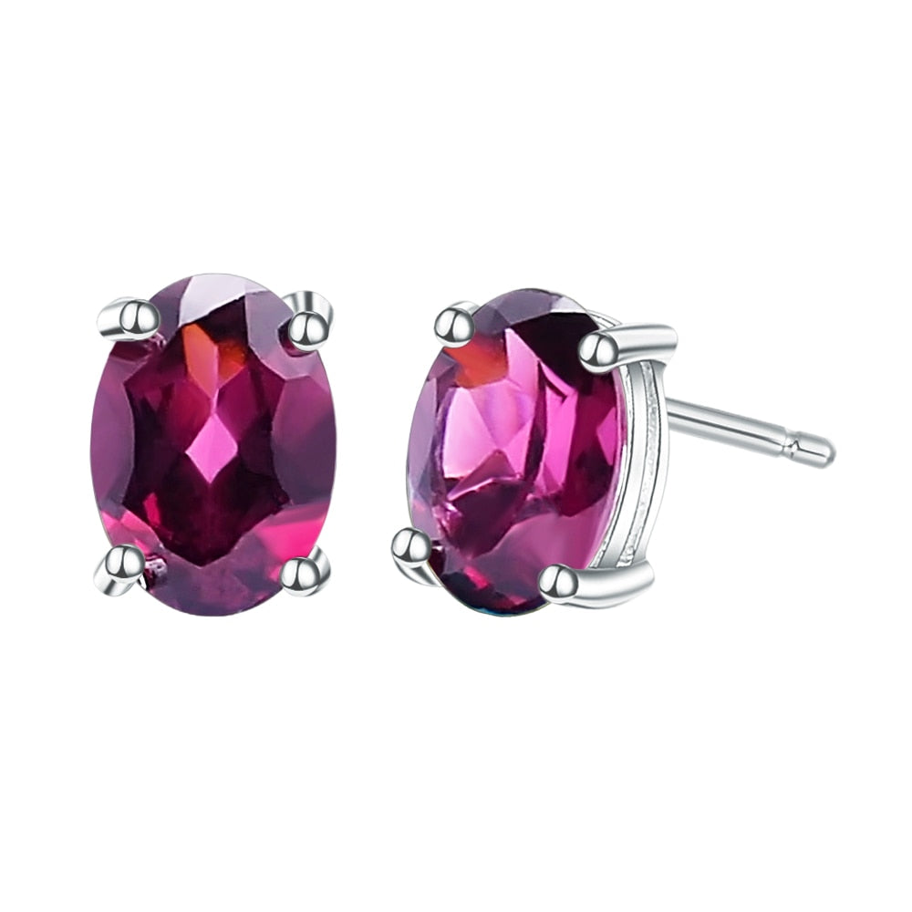 Gem&#39;s Ballet 5*7mm 2.00Ct Oval Natural Red Garnet Gemstone Stud Earrings 585 14K 10K 18K Gold 925 Silver Jewelry for Women Rhodolite- W China 925 Sterling Silver