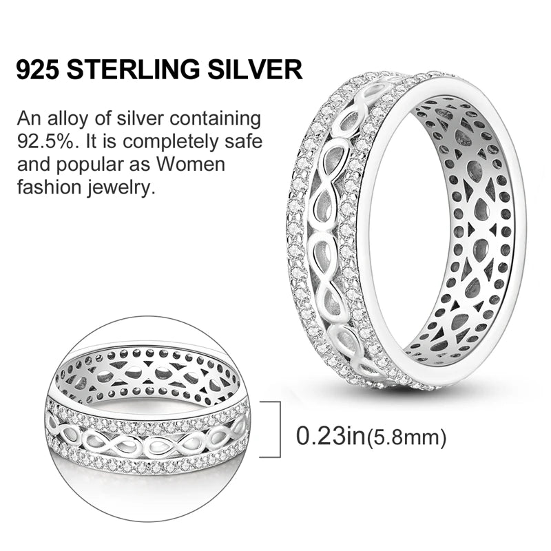 925 Sterling Silver Infinite Love Ring Original Luxury Design Zircon Finger Rings For Women High Quality Wedding Jewelry Gift
