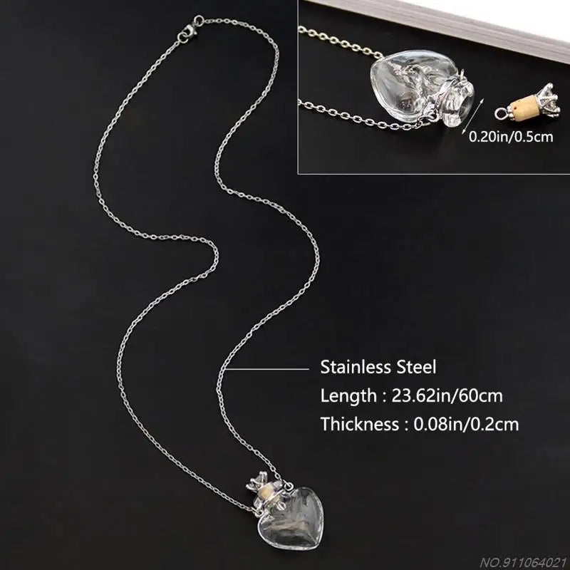 Transparent Heart Vial Bottle Necklaces Steel Chain Make Blood Vial Necklace Women Jewelry Gift Dropship