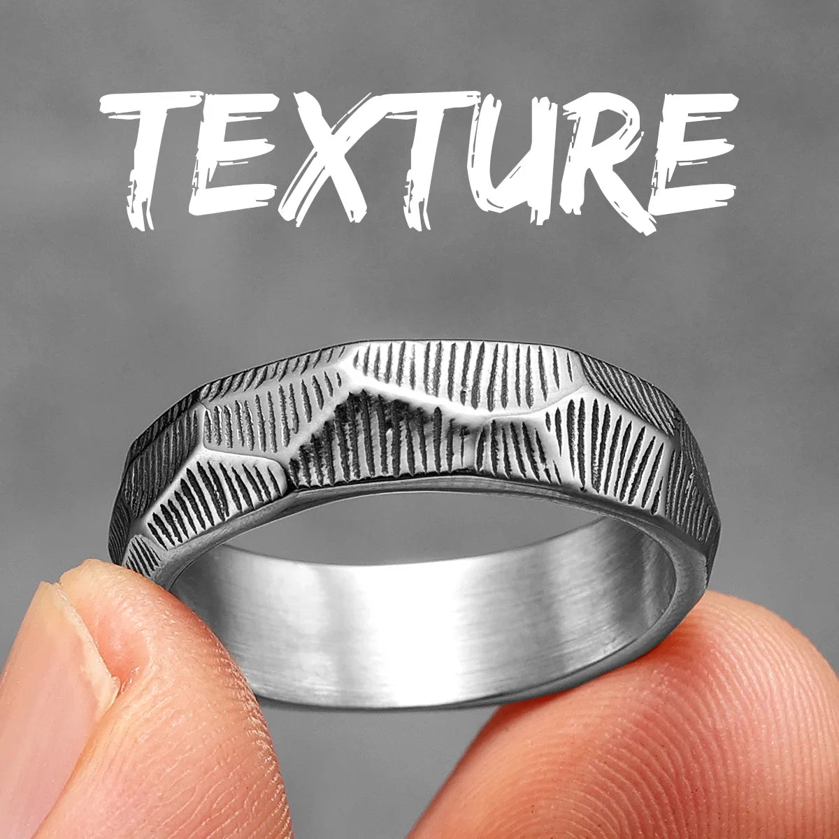 Retro Geometry Texture Men Rings Stainless Steel Women Fashion Jewelry Punk Trendy Luxury New In Accessories Gift Wholesale