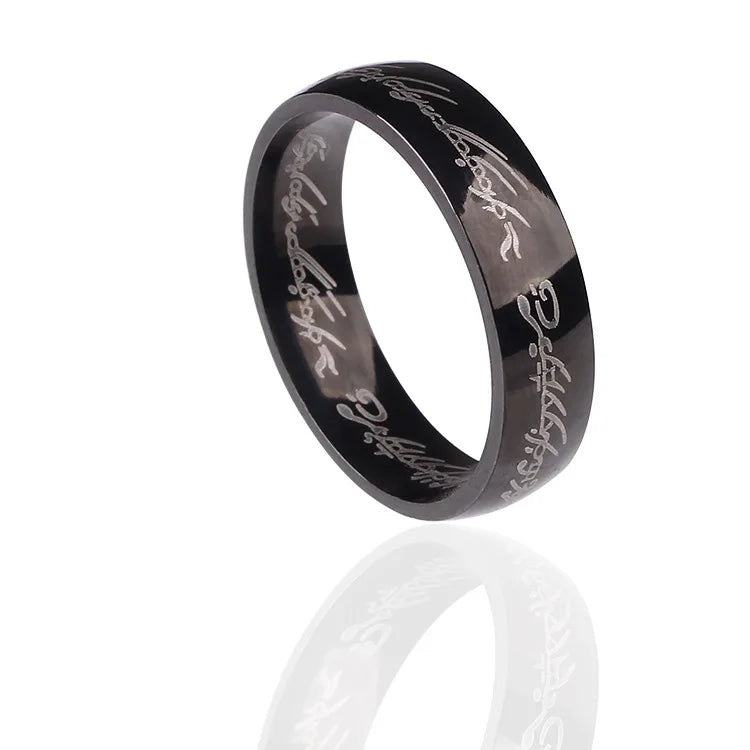 2025 Hot Selling Retro Titanium Steel 6mm/8mm Laser Engraving Ring For Women Men Jewelry Valentine Gifts Size 6-13