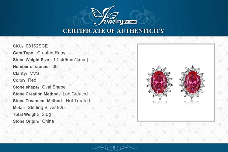 JewelryPalace Created Blue Sapphire Ruby 925 Sterling Silver Stud Earrings Natural Amethyst Garnet Peridot Topaz Princess Diana