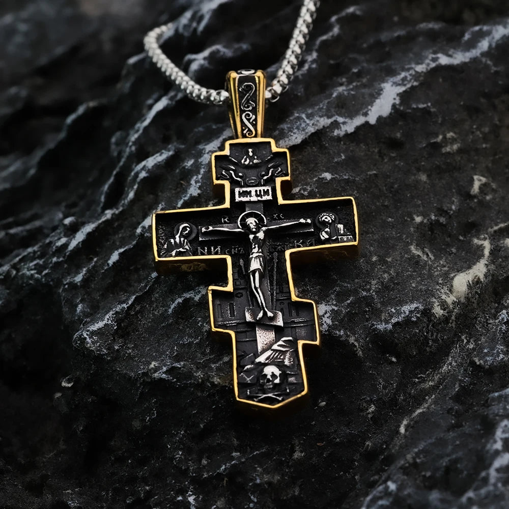 European and American style Jesus cross personalized fashion talisman for men's titanium steel pendant necklace jewelry