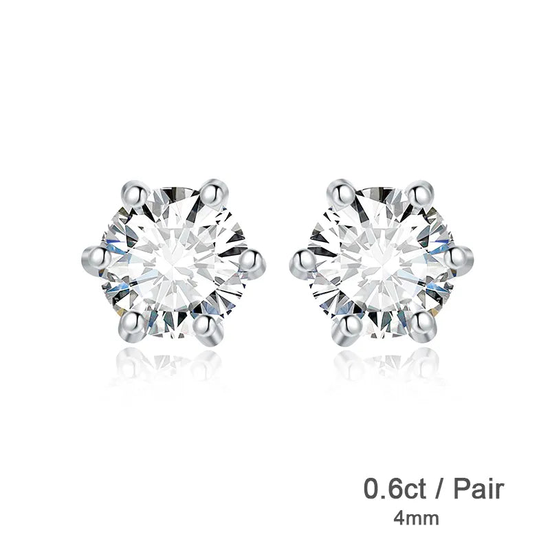 JewelryPalace Moissanite D Color Total 0.6ct 1ct 2ct 3ct 4ct 6ct S925 Sterling Silver Stud Earrings for Woman 0.6ct per Pair CHINA