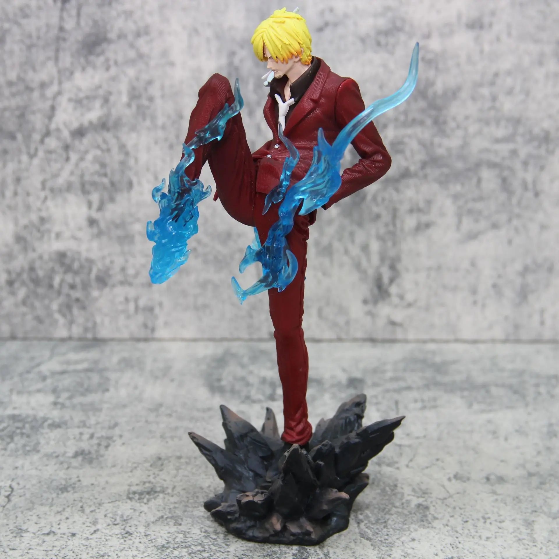 24cm One Piece Gk Sanji Standing Posture Demon Kick Red And Blue Special Effects Anime Figure Model Ornament Statue Toy Gifts