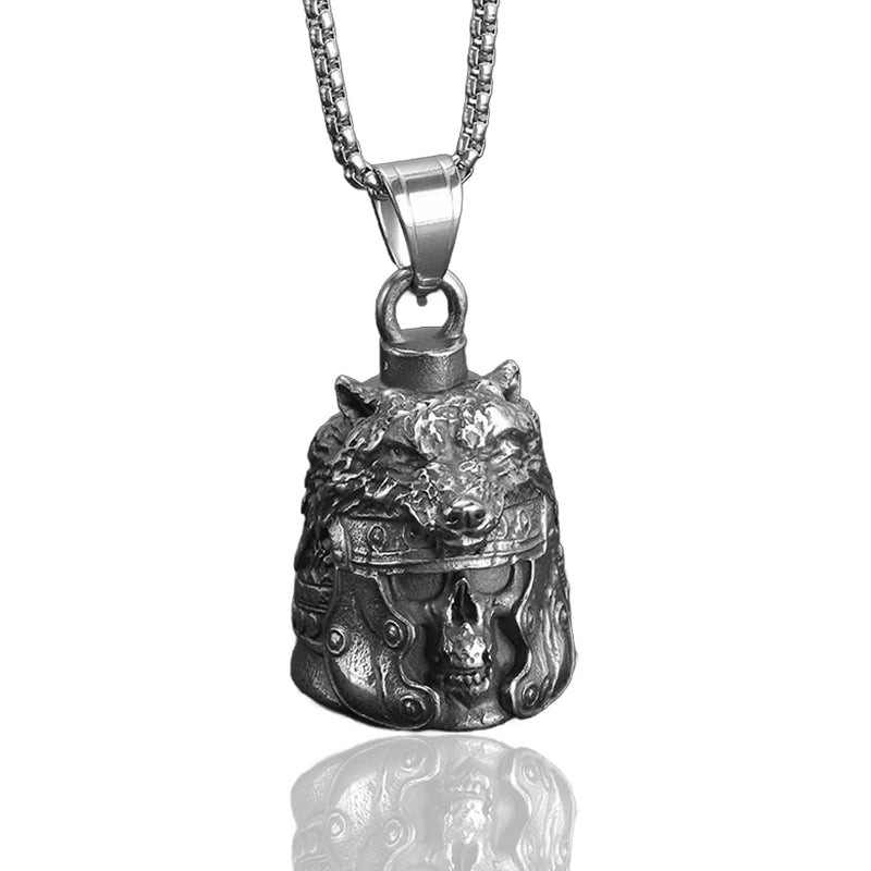 Stainless Steel Motorcycle Bell Pendant Trendy Charm Punk Necklaces For Men Vintage Biker Luck Amulet Jewelry Gifts Wholesale